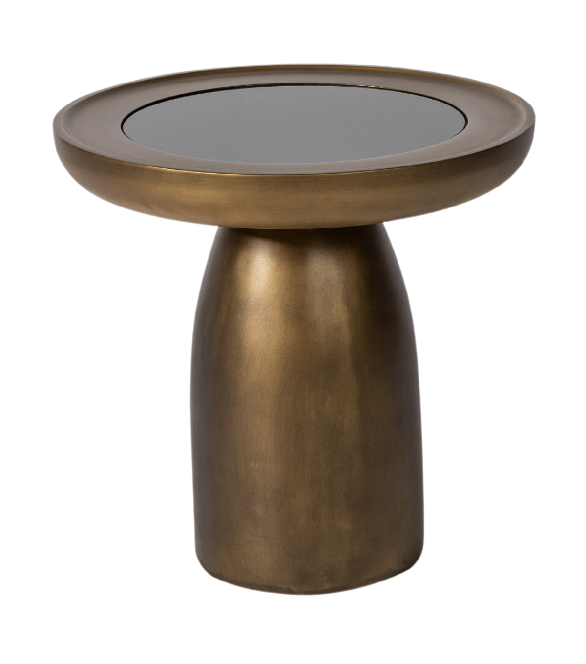 Hills Ahşap Yan Sehpa Cam Detay Mushroom Brass