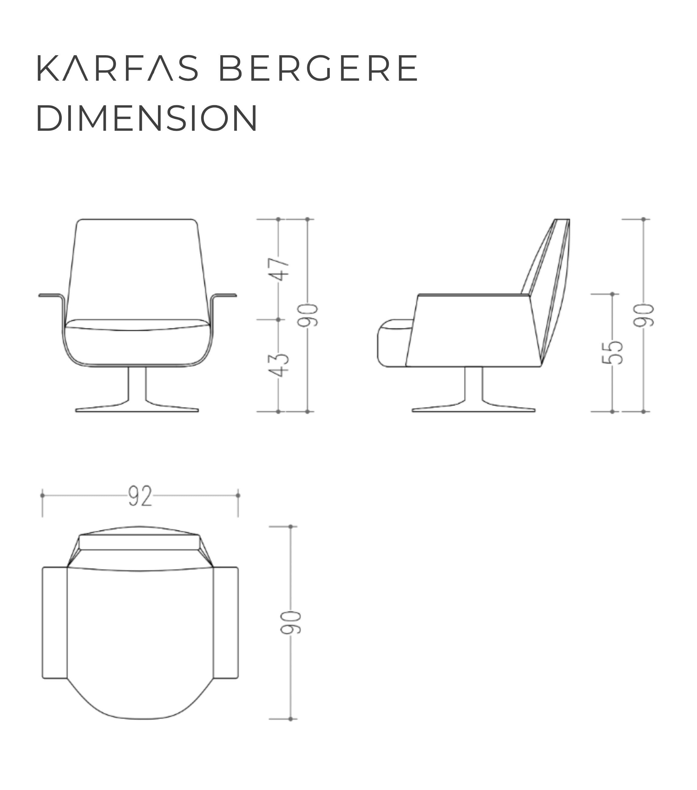 Karfas Yeşil Deri Metal Döner Ayaklı Berjer