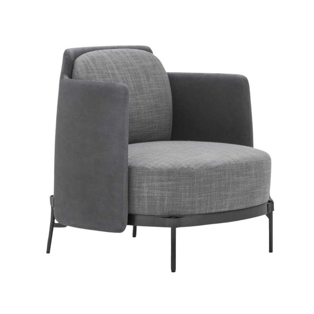 Karum Deri Detay Metal Ayak Berjer Gri