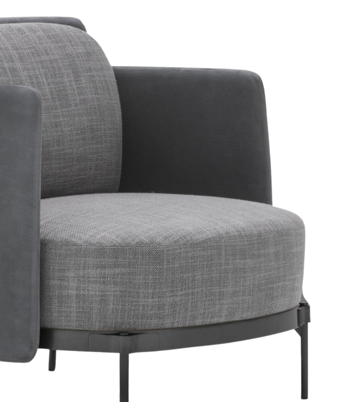 Karum Deri Detay Metal Ayak Berjer Gri