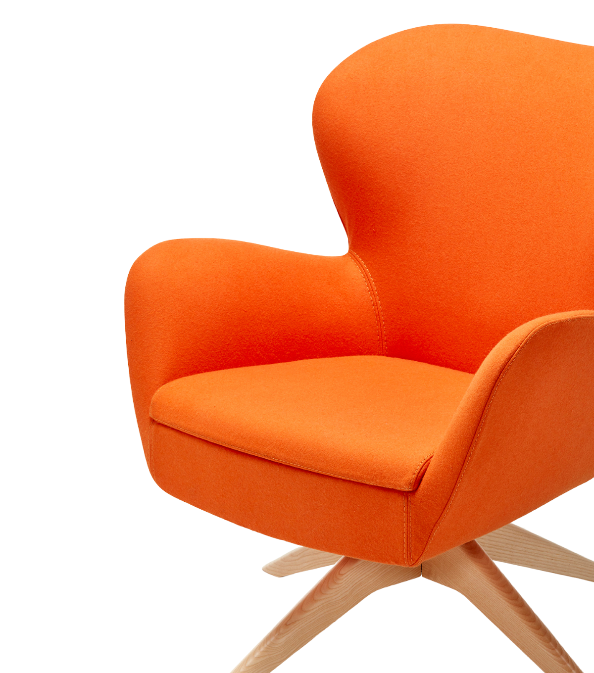 Kazu Döner Ahşap Ayak Berjer Kaşe Turuncu