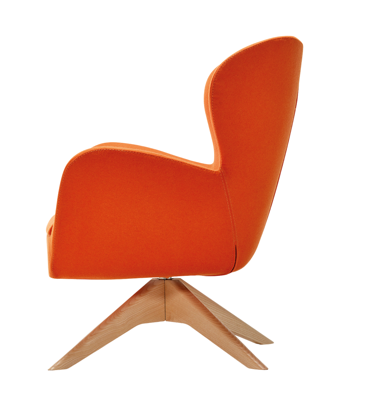 Kazu Döner Ahşap Ayak Berjer Kaşe Turuncu