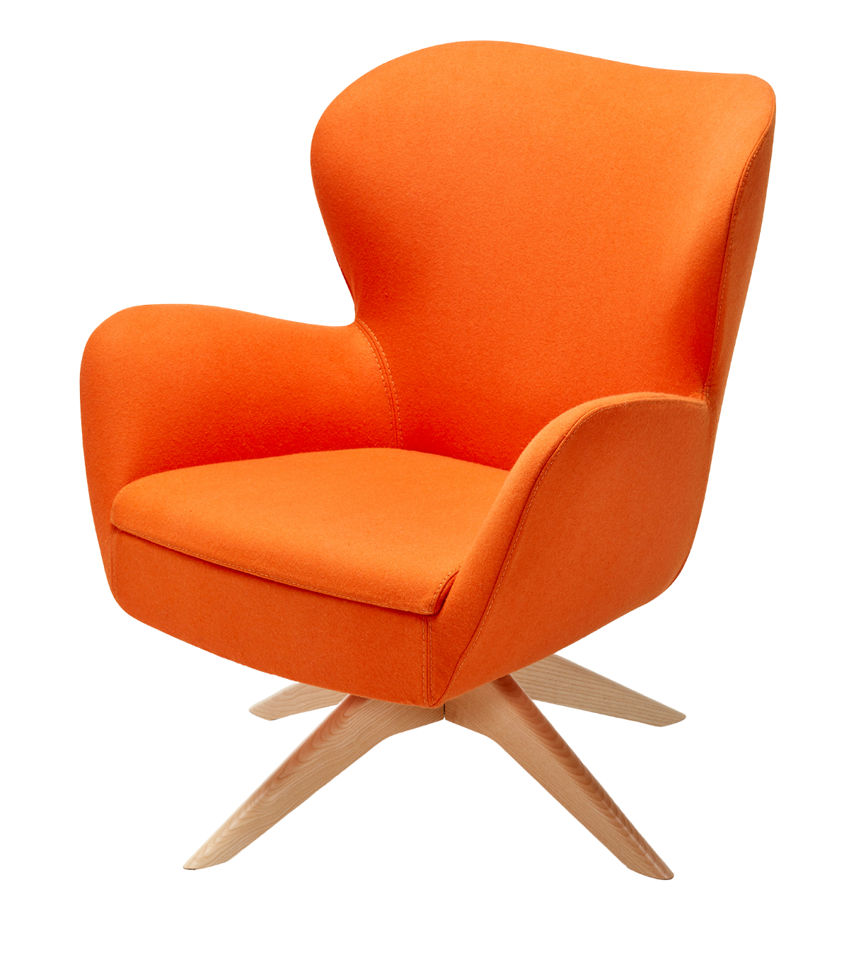 Kazu Döner Ahşap Ayak Berjer Kaşe Turuncu