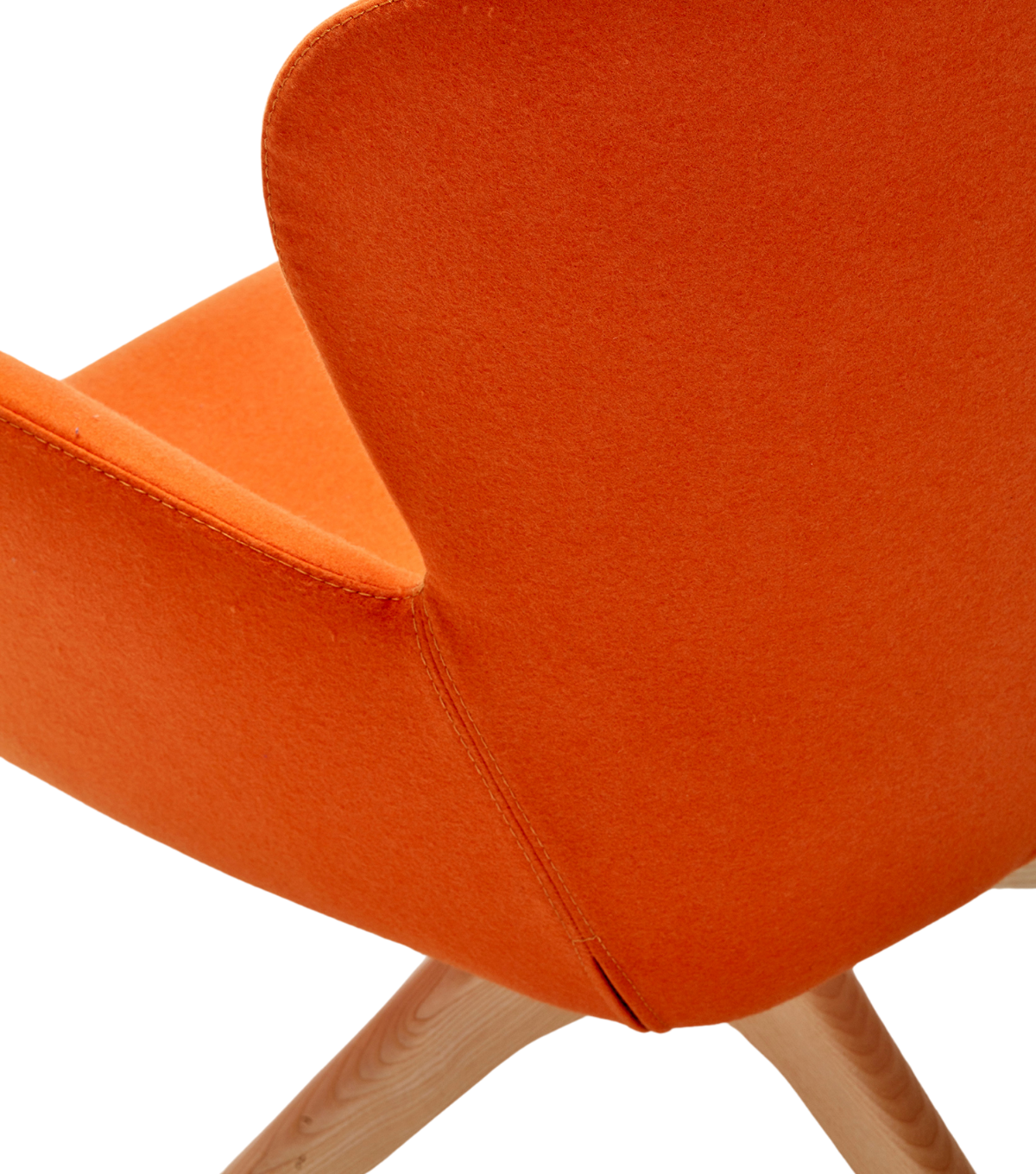 Kazu Döner Ahşap Ayak Berjer Kaşe Turuncu