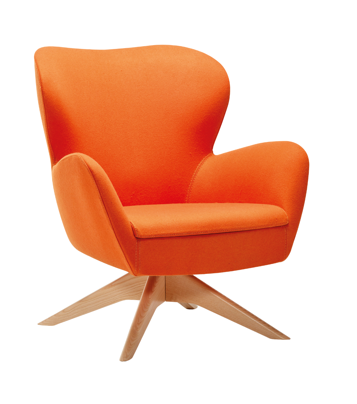 Kazu Döner Ahşap Ayak Berjer Kaşe Turuncu