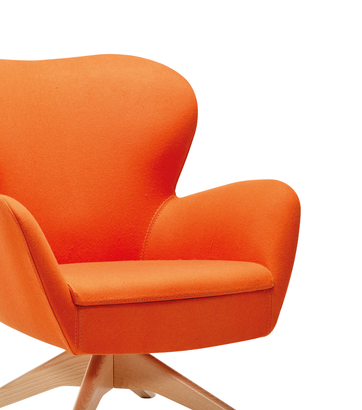 Kazu Döner Ahşap Ayak Berjer Kaşe Turuncu