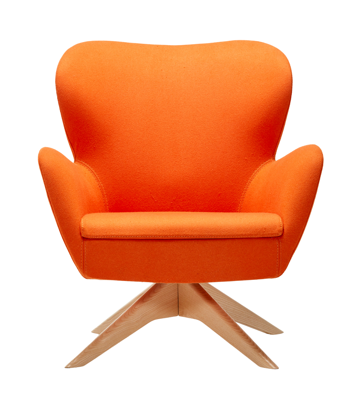 Kazu Döner Ahşap Ayak Berjer Kaşe Turuncu