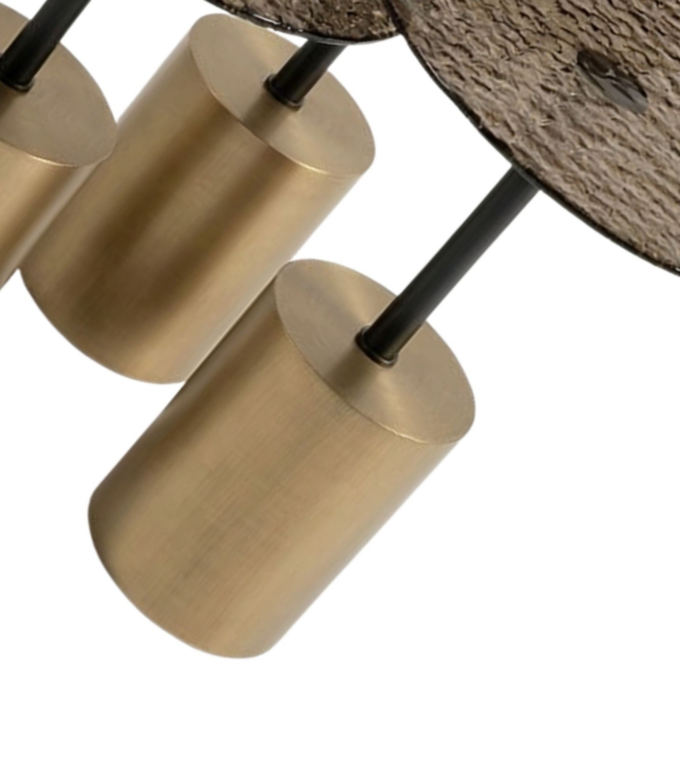 Ludwig Füzyon Cam Detay Brass Ahşap Üçlü Yan Sehpa Takımı