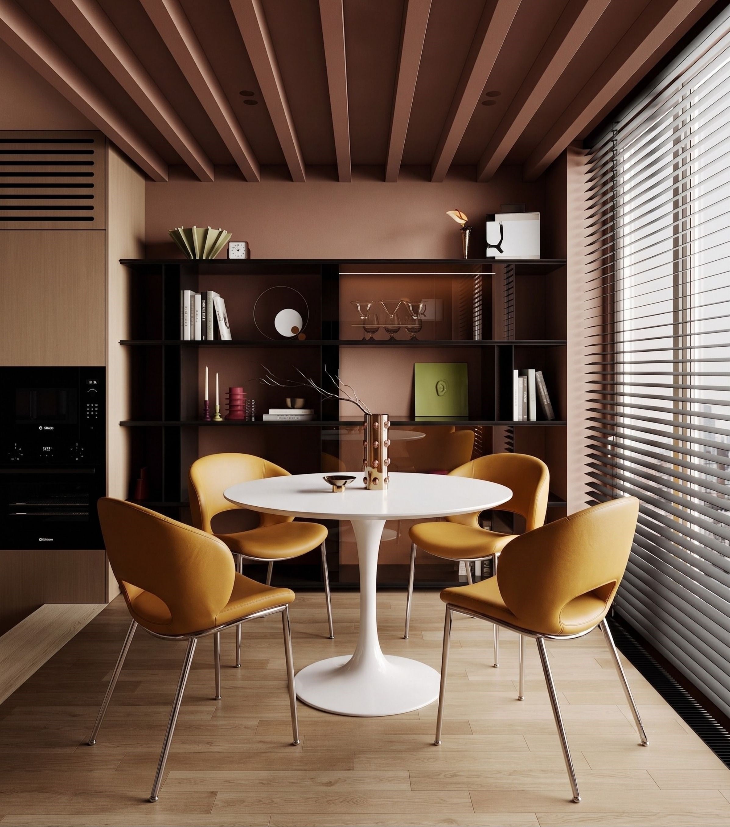 Maranello Beyaz Lake Ahşap Yuvarlak Masa