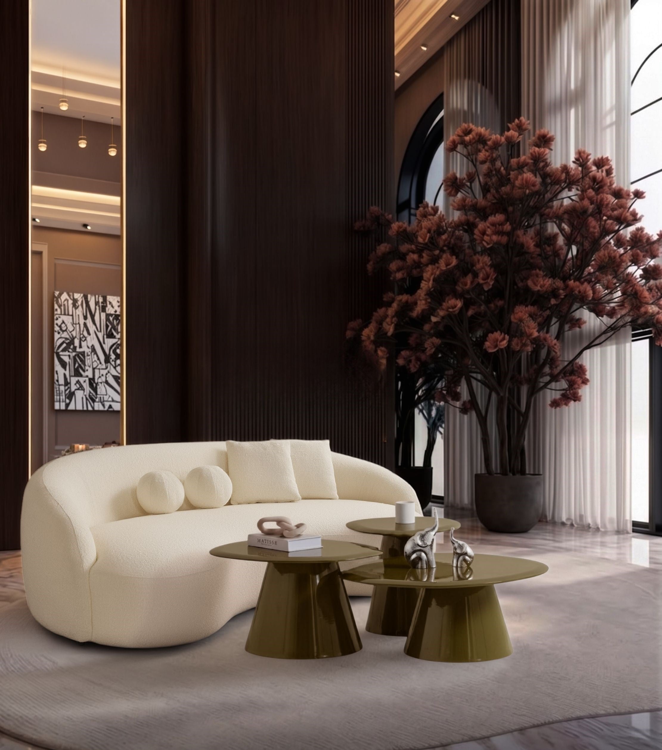 Mardan Ahşap Üçlü Orta Sehpa Takımı Lake Açık Yeşil