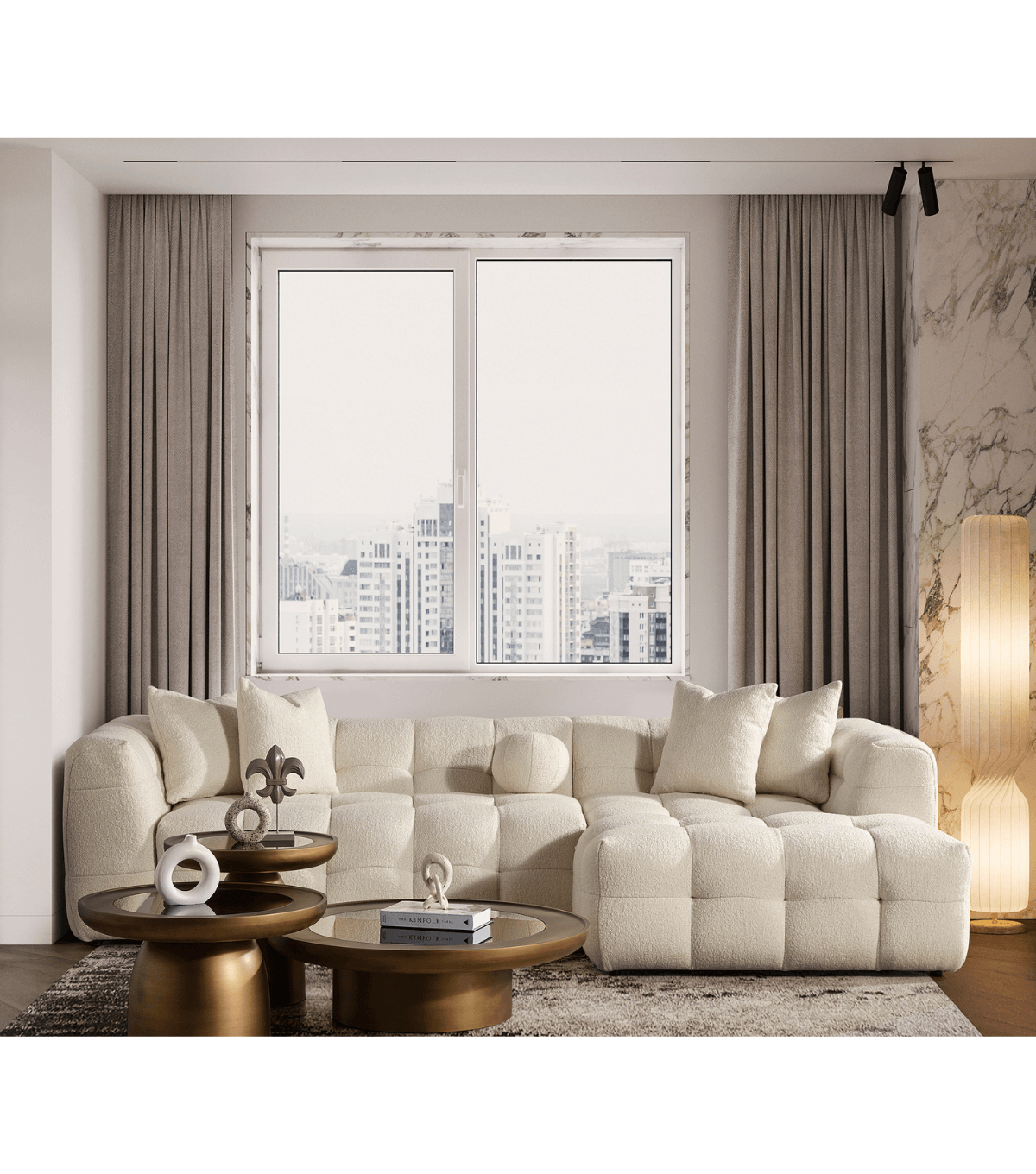 Nammos Comfort Teddy Köşe Takımı Bej 100