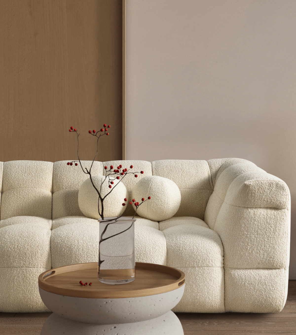 Nammos Comfort Teddy Köşe Takımı Bej 100