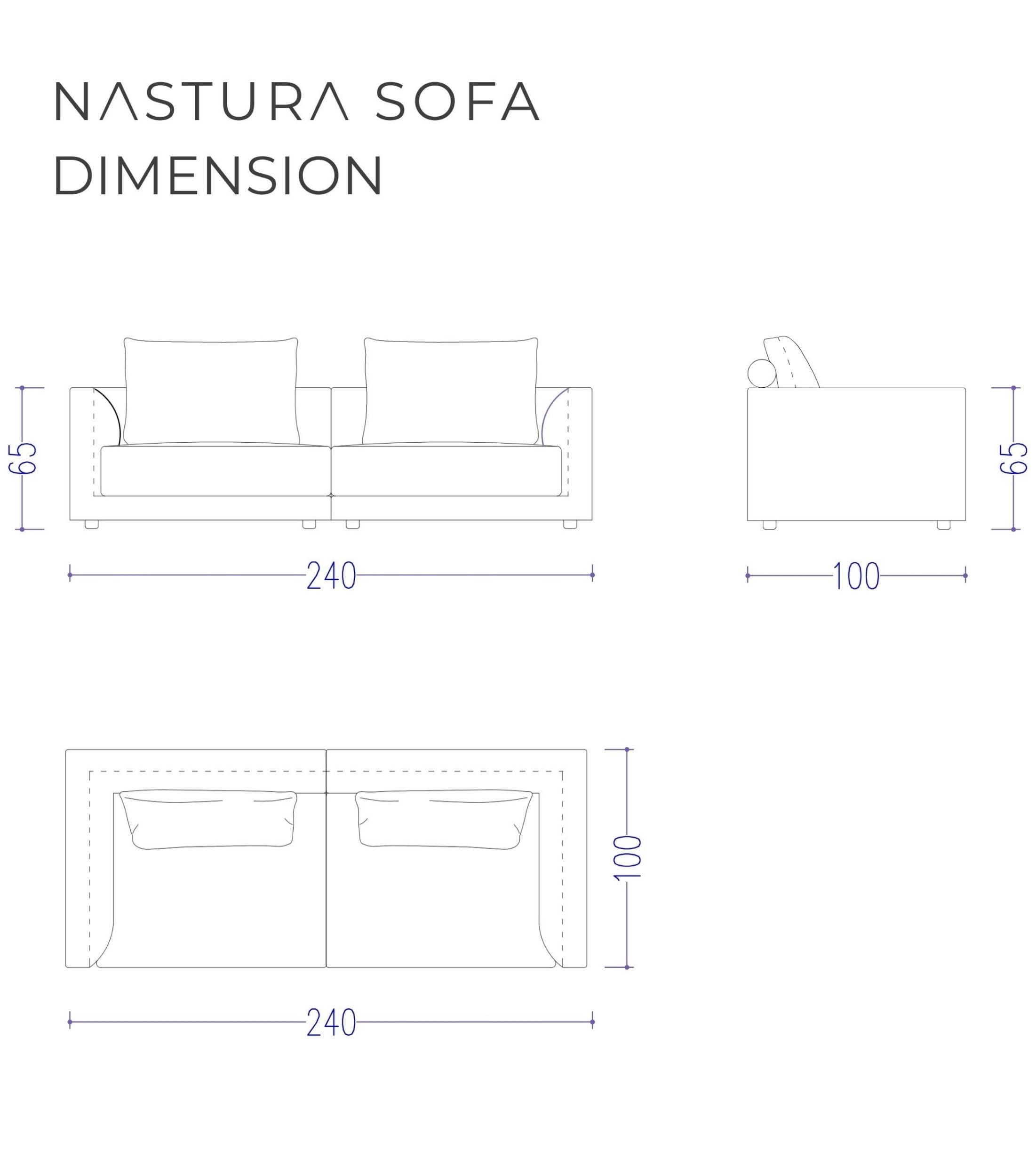 Nastura Kadife Kanepe 240 cm