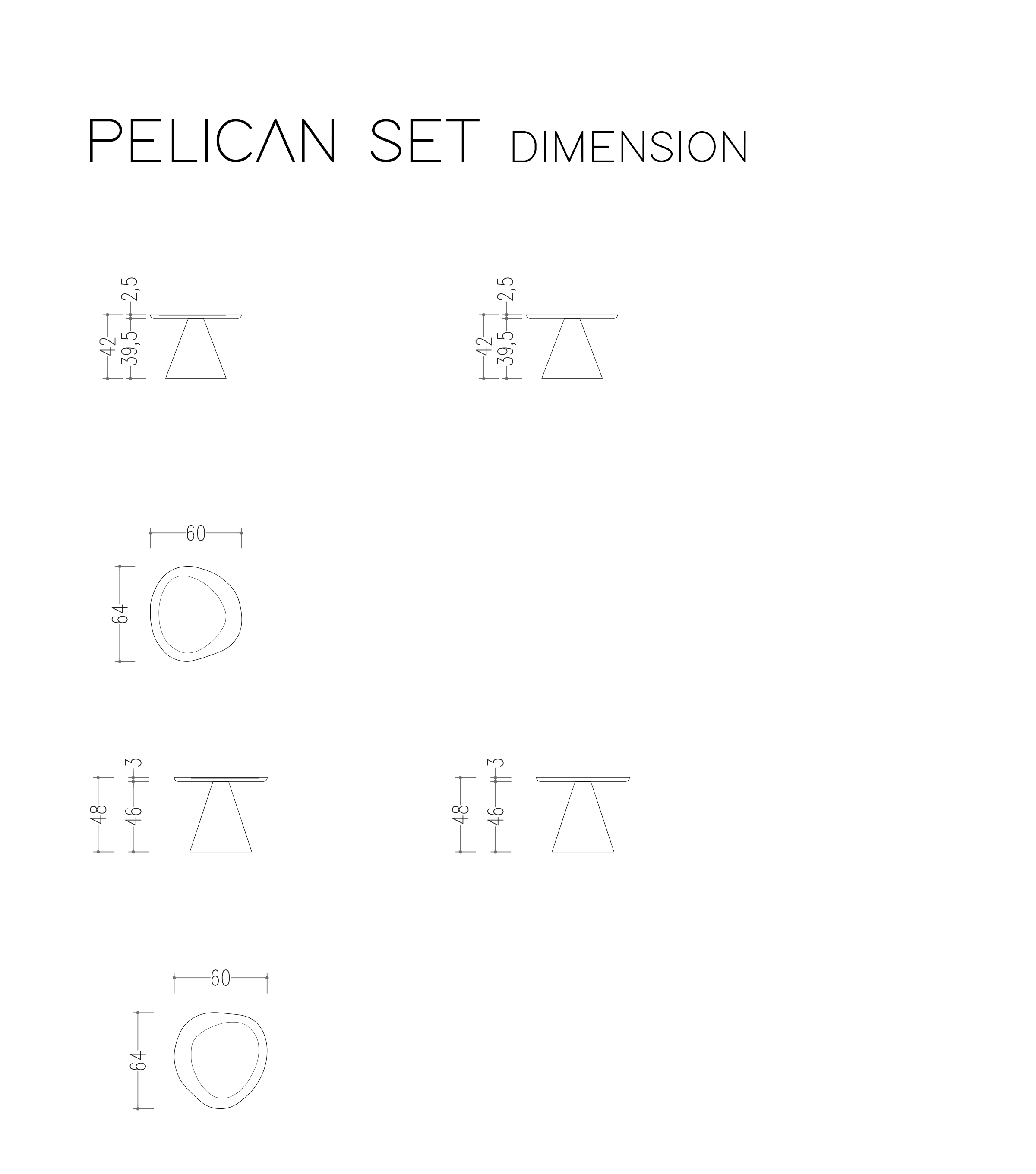Pelican Ahşap İkili Orta Sehpa Takımı Brass