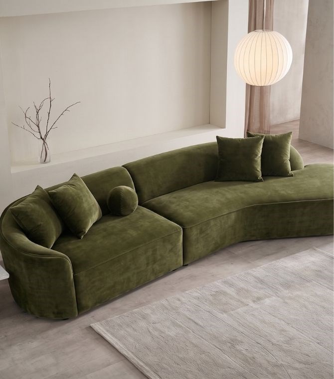 Petit Corner Köşe Koltuk Kadife Yeşil
