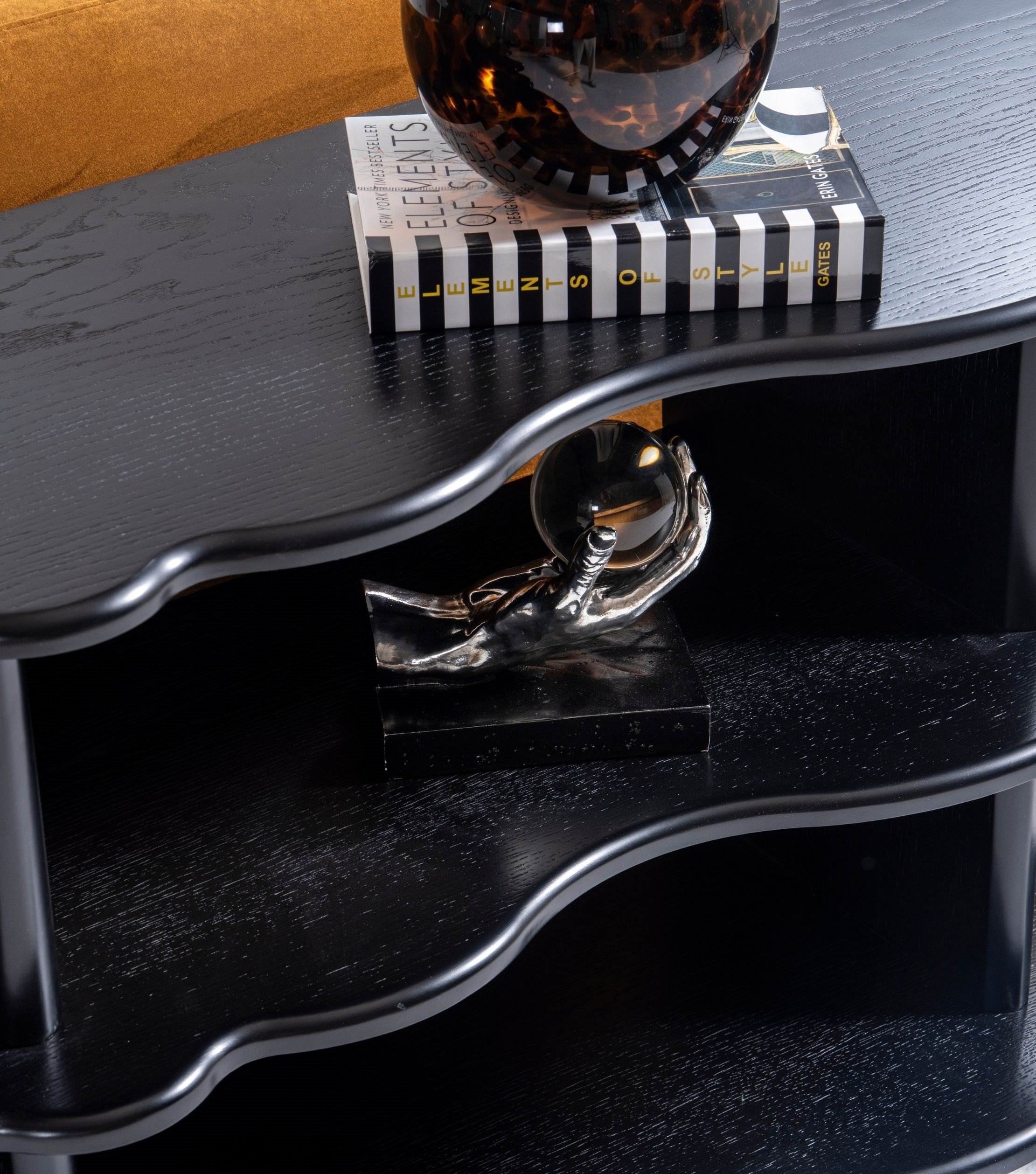 Petra American Oak Wooden Console Black