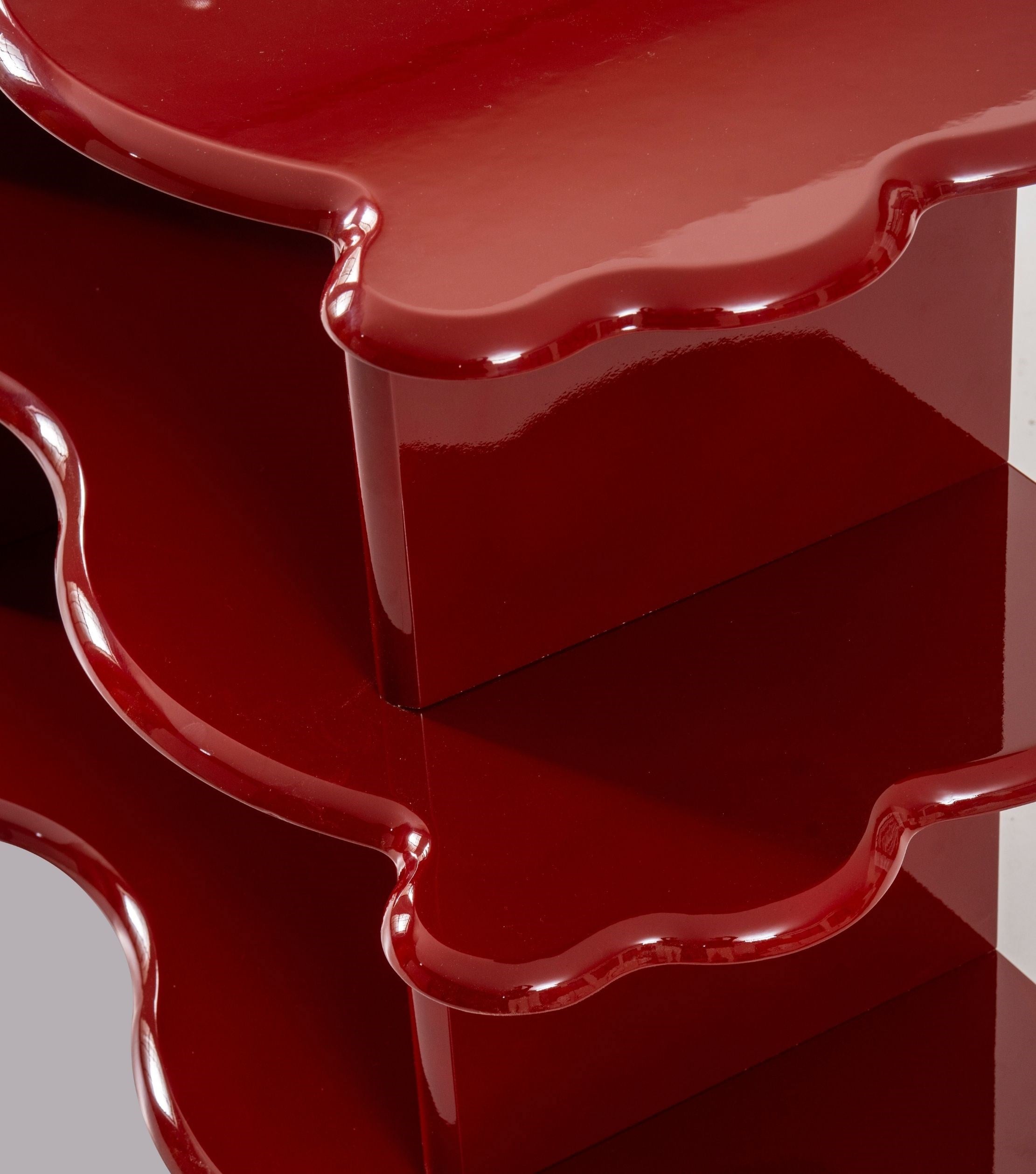 Petra High Gloss Lacquered Wooden Console Red