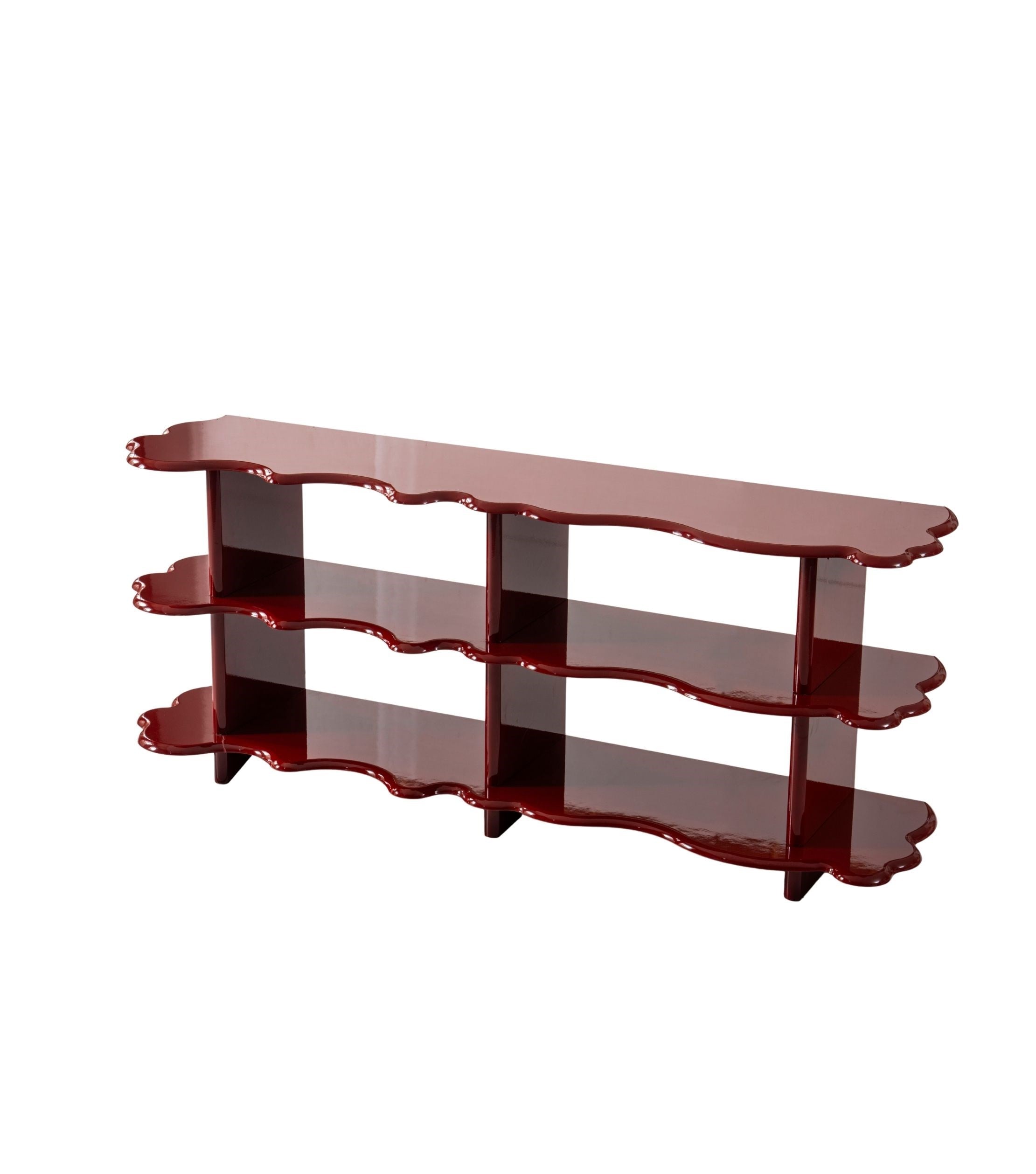 Petra High Gloss Lacquered Wooden Console Red