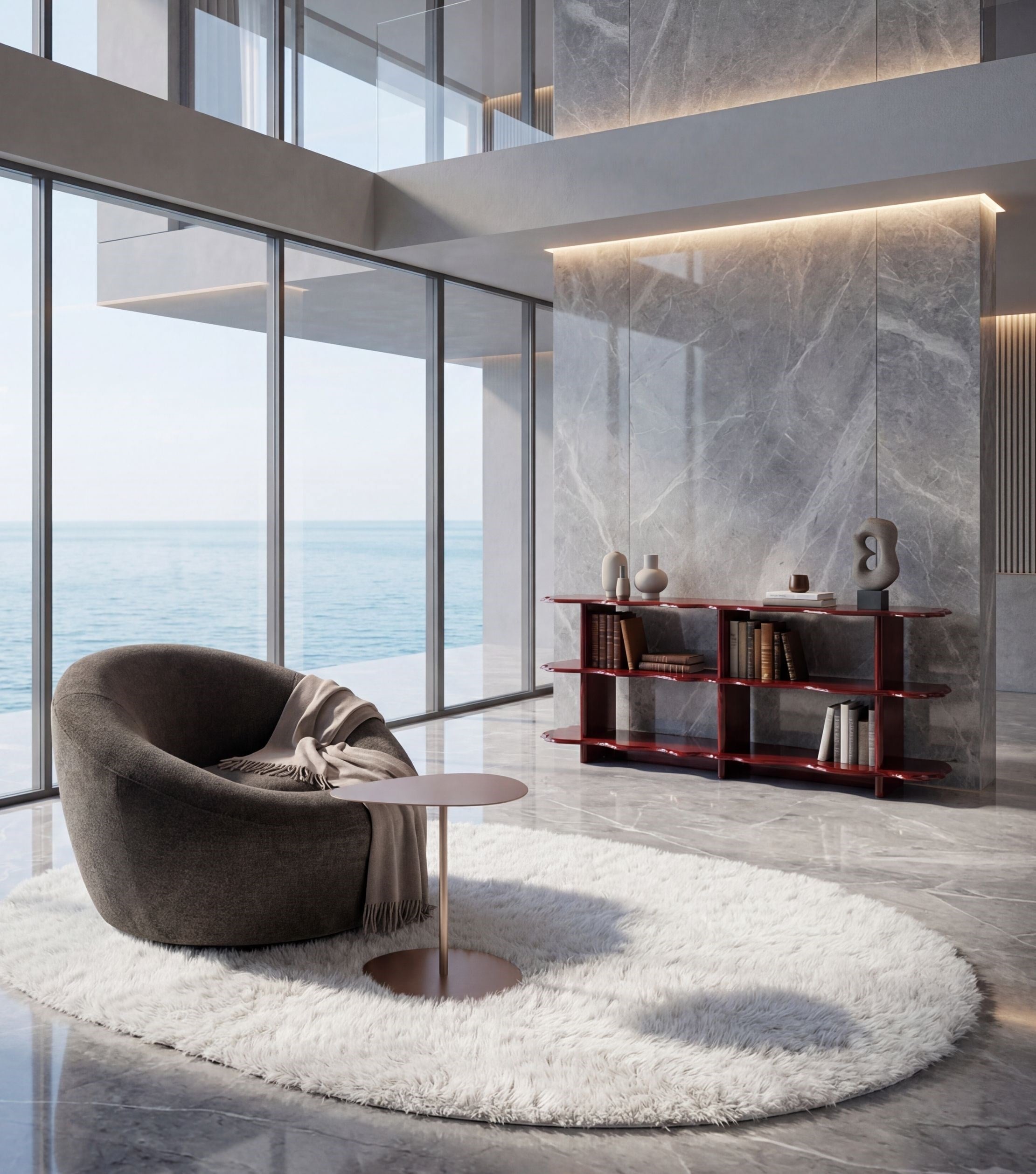 Petra High Gloss Lacquered Wooden Console Red