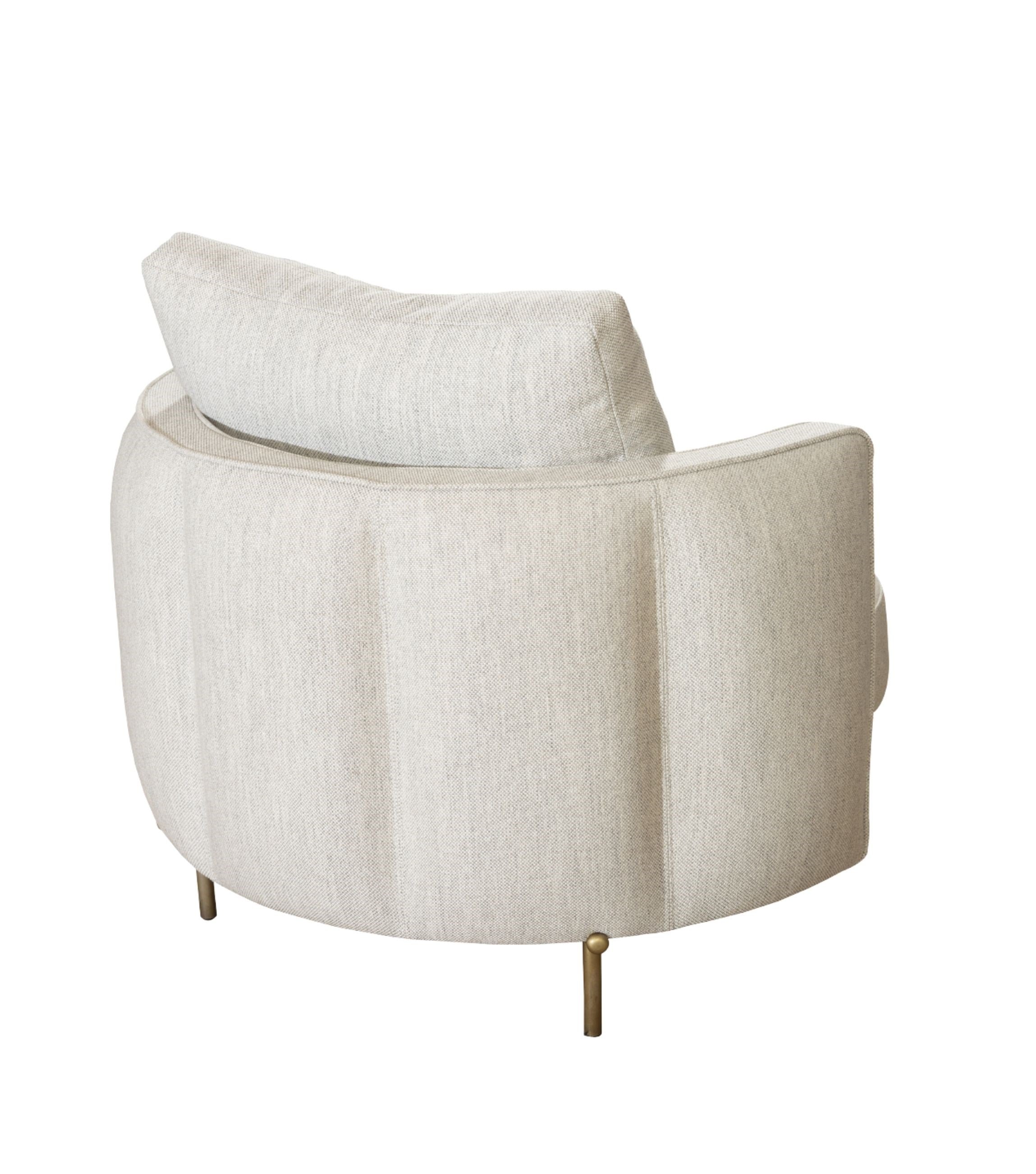 Positano Leather Detail Metal Leg Armchair Beige