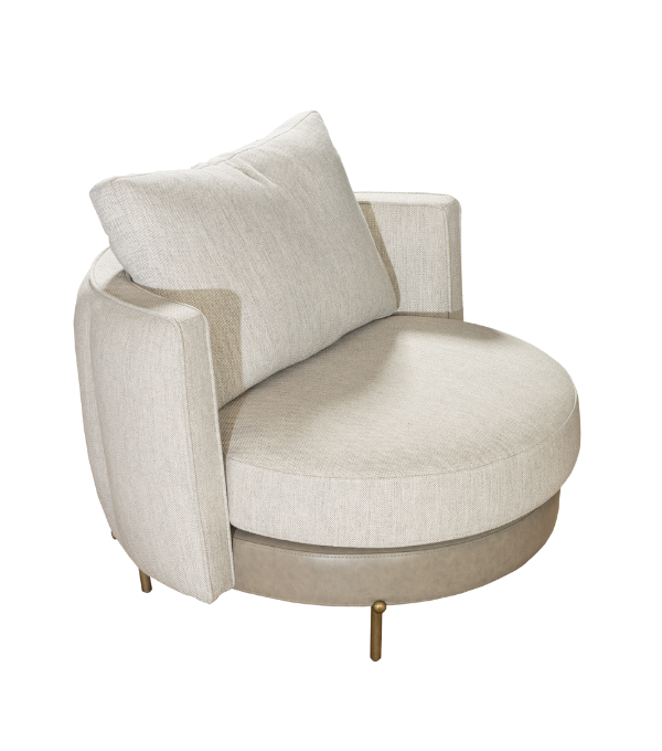 Positano Leather Detail Metal Leg Armchair Beige