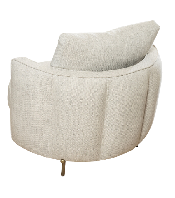 Positano Leather Detail Metal Leg Armchair Beige