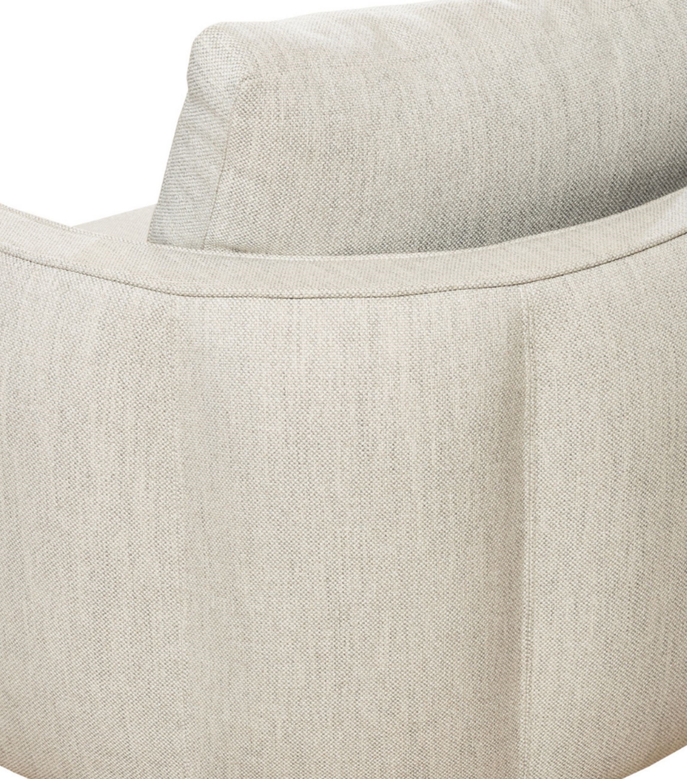 Positano Leather Detail Metal Leg Armchair Beige