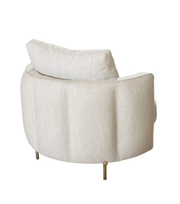 Positano Leather Detail Metal Leg Armchair Beige