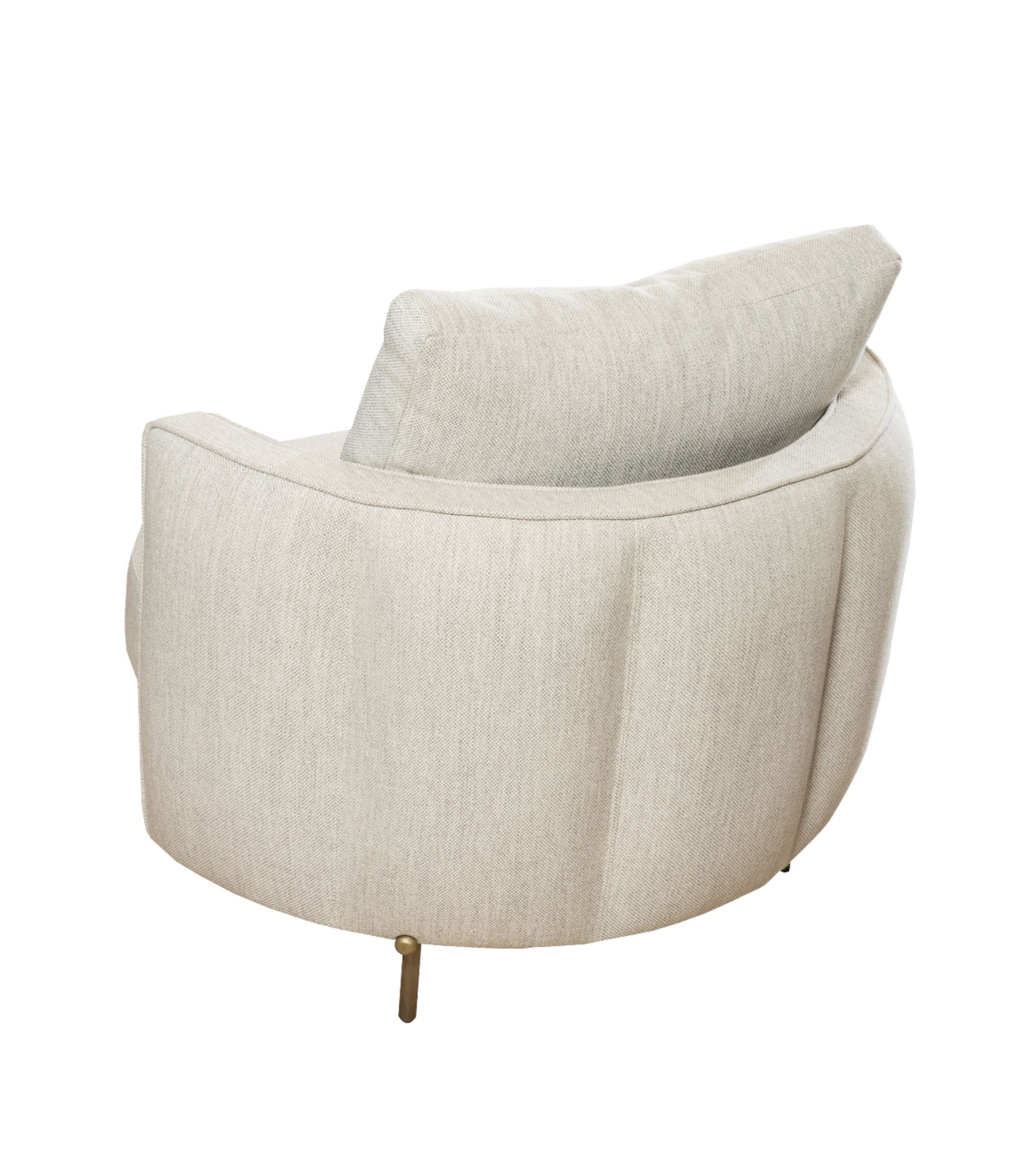 Positano Leather Detail Metal Leg Armchair Beige