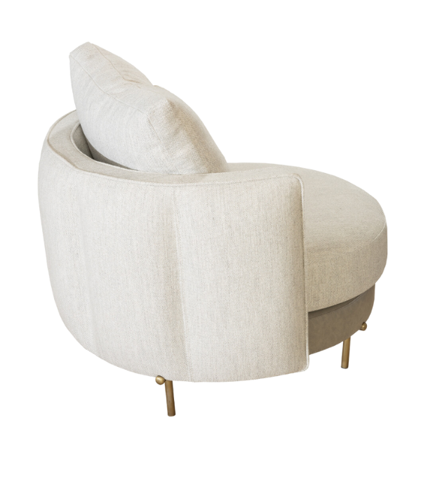 Positano Leather Detail Metal Leg Armchair Beige