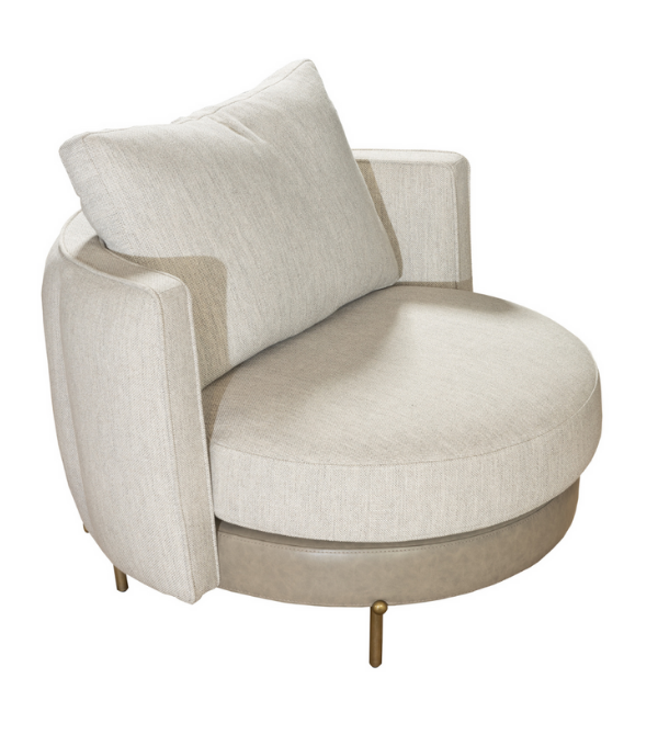Positano Leather Detail Metal Leg Armchair Beige