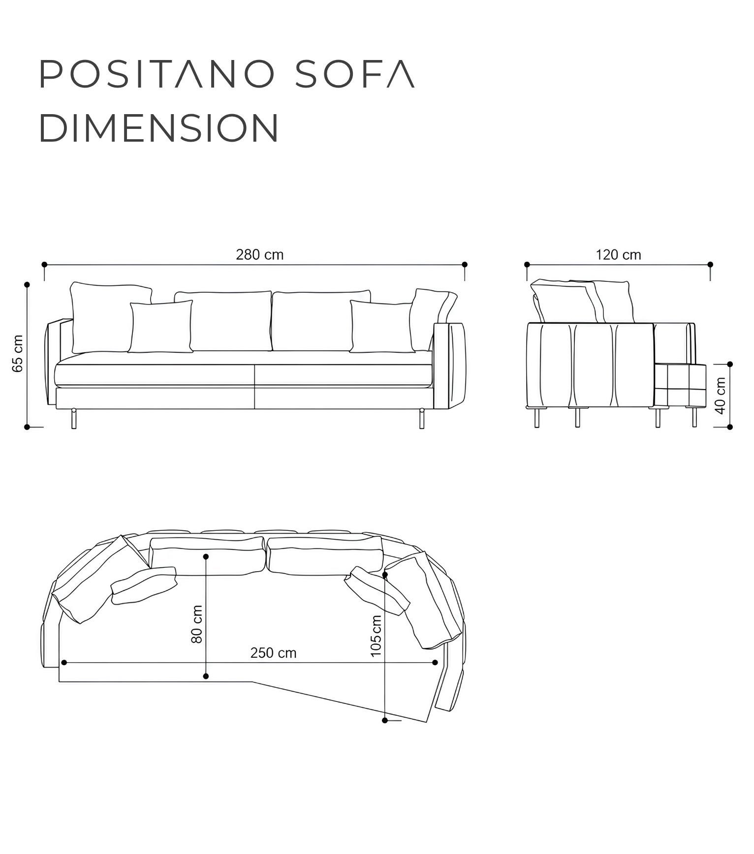 Positano Metal Leg Sofa 230