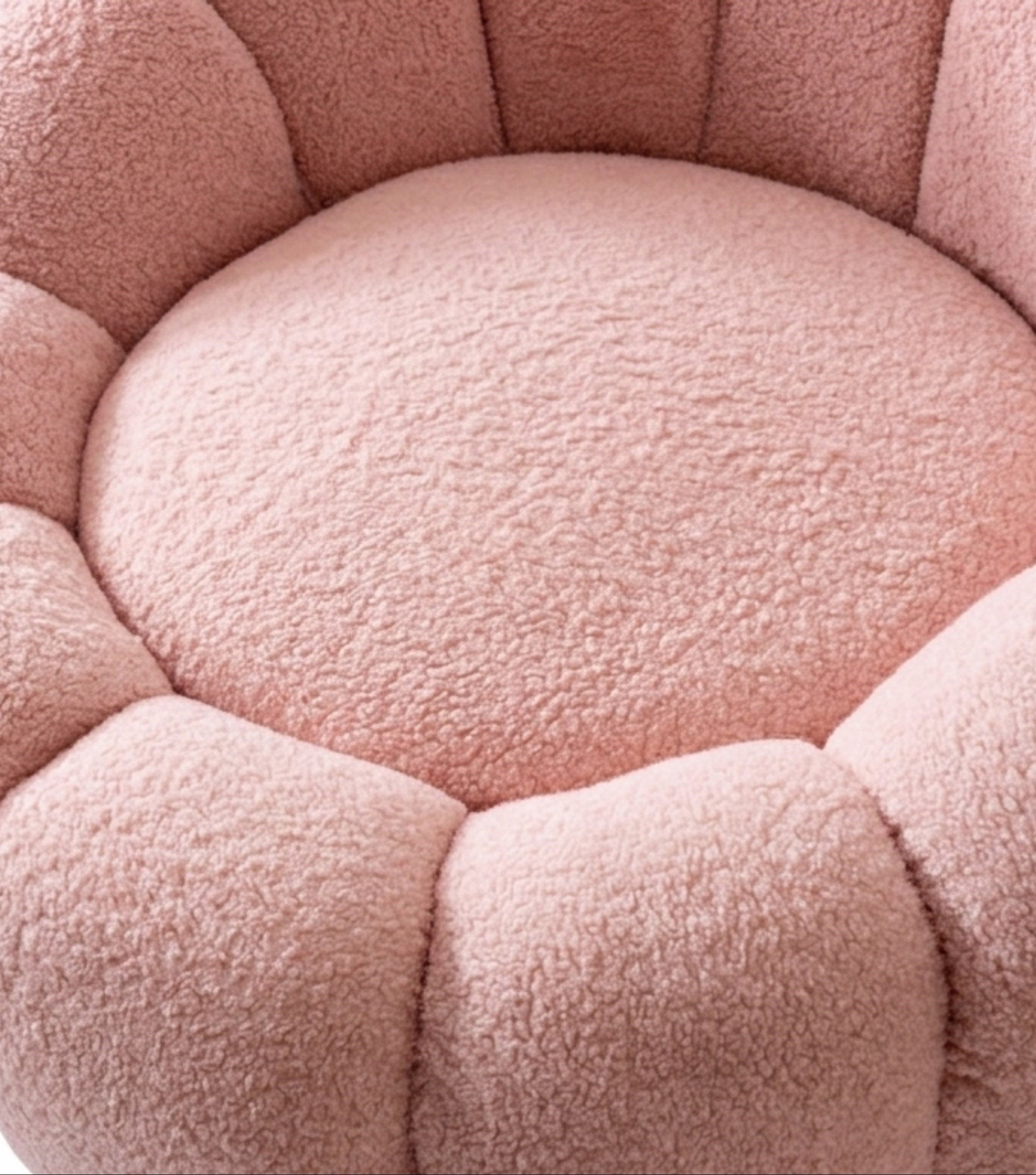 Potter Açık Pembe Teddy Döner Ayaklı Berjer ve Puf Takım