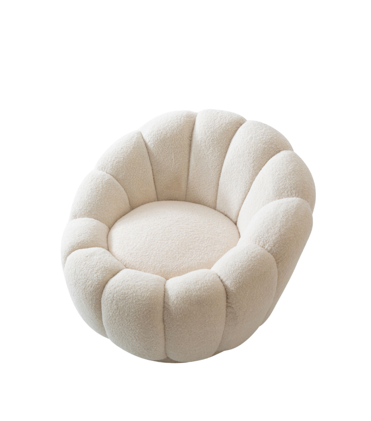 Potter Quilted Swivel Teddy Armcahir Beige