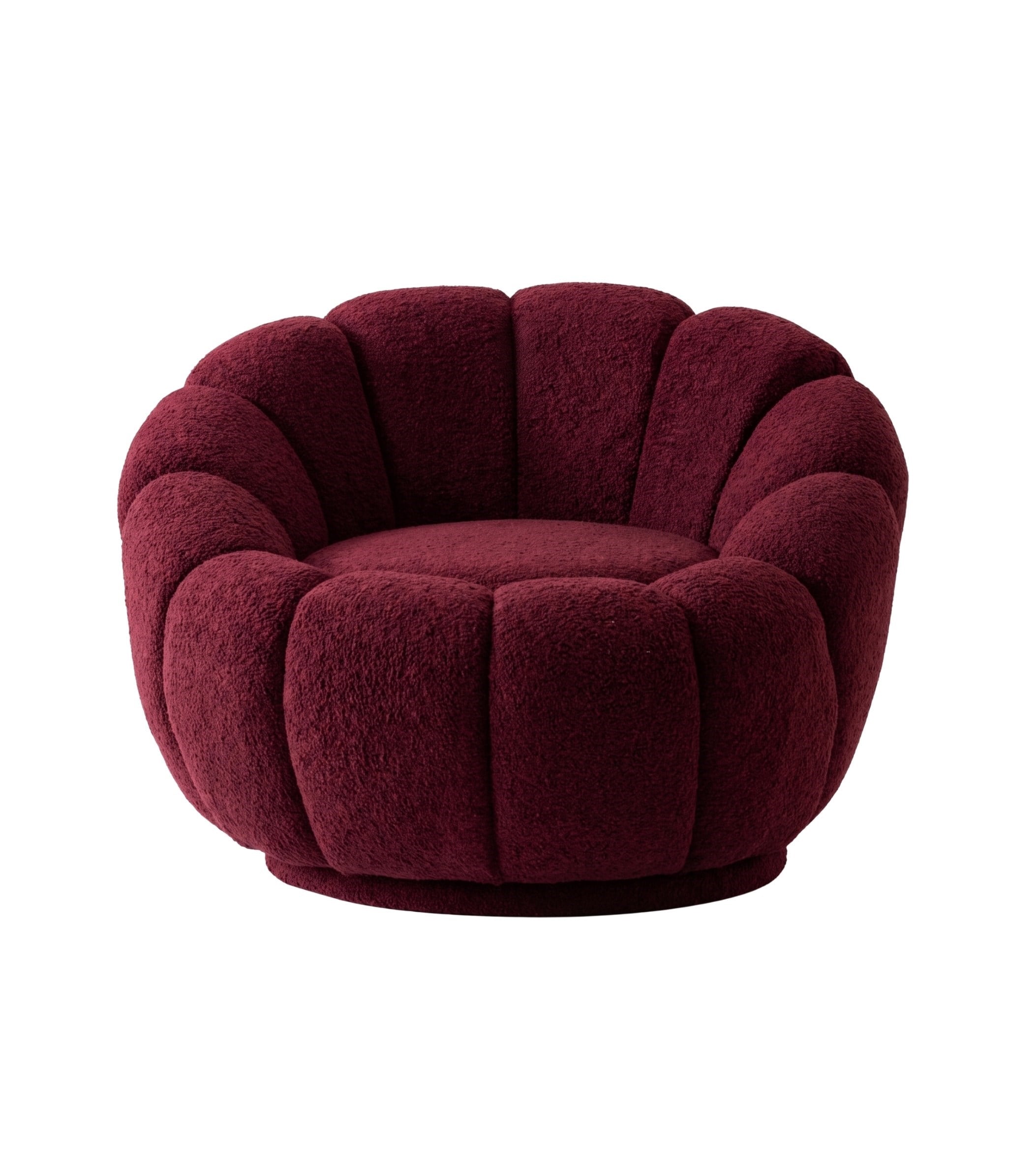 Potter Bordo Teddy Döner Ayaklı Berjer ve Puf Takım