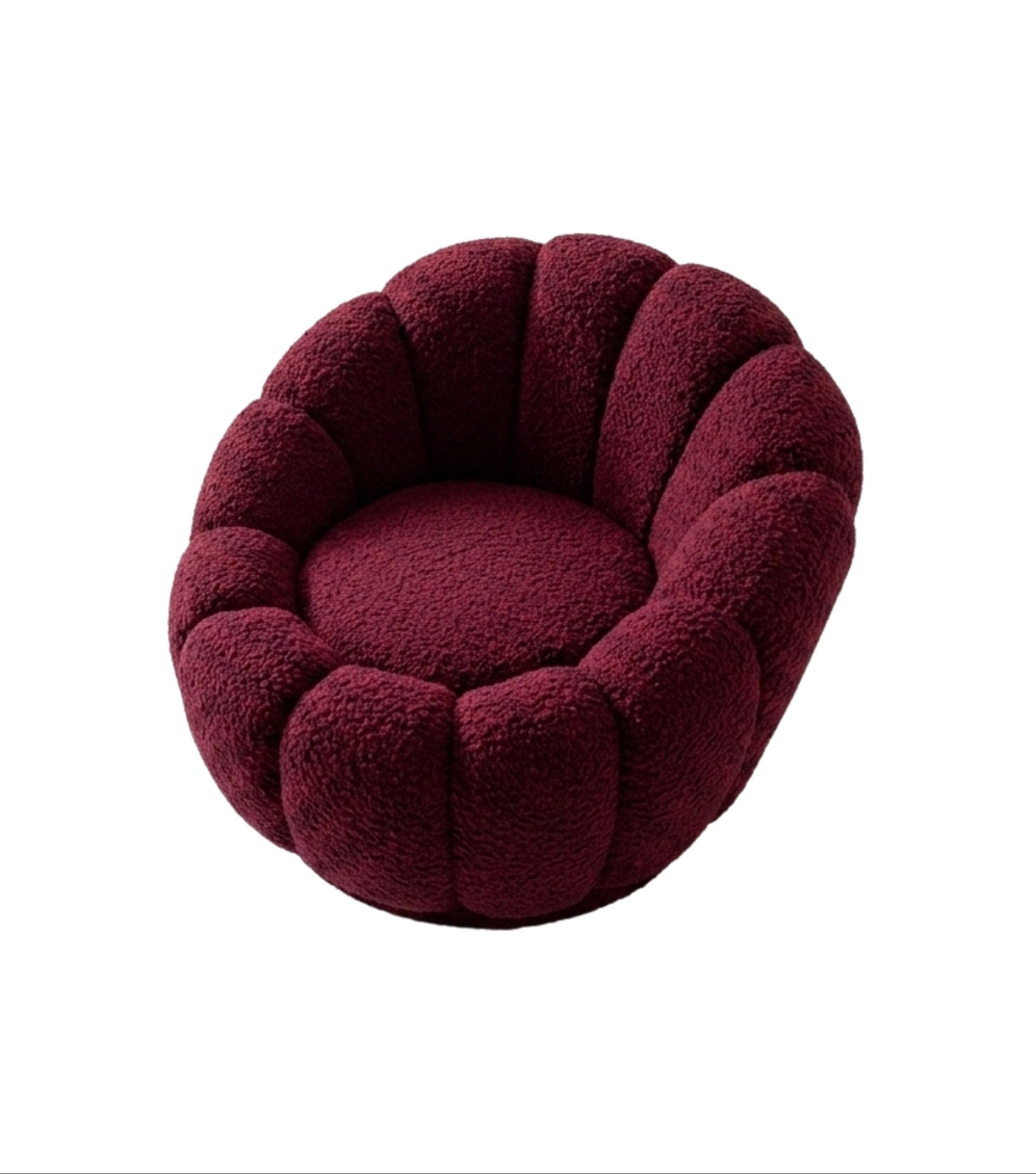 Potter Bordo Teddy Döner Ayaklı Berjer ve Puf Takım