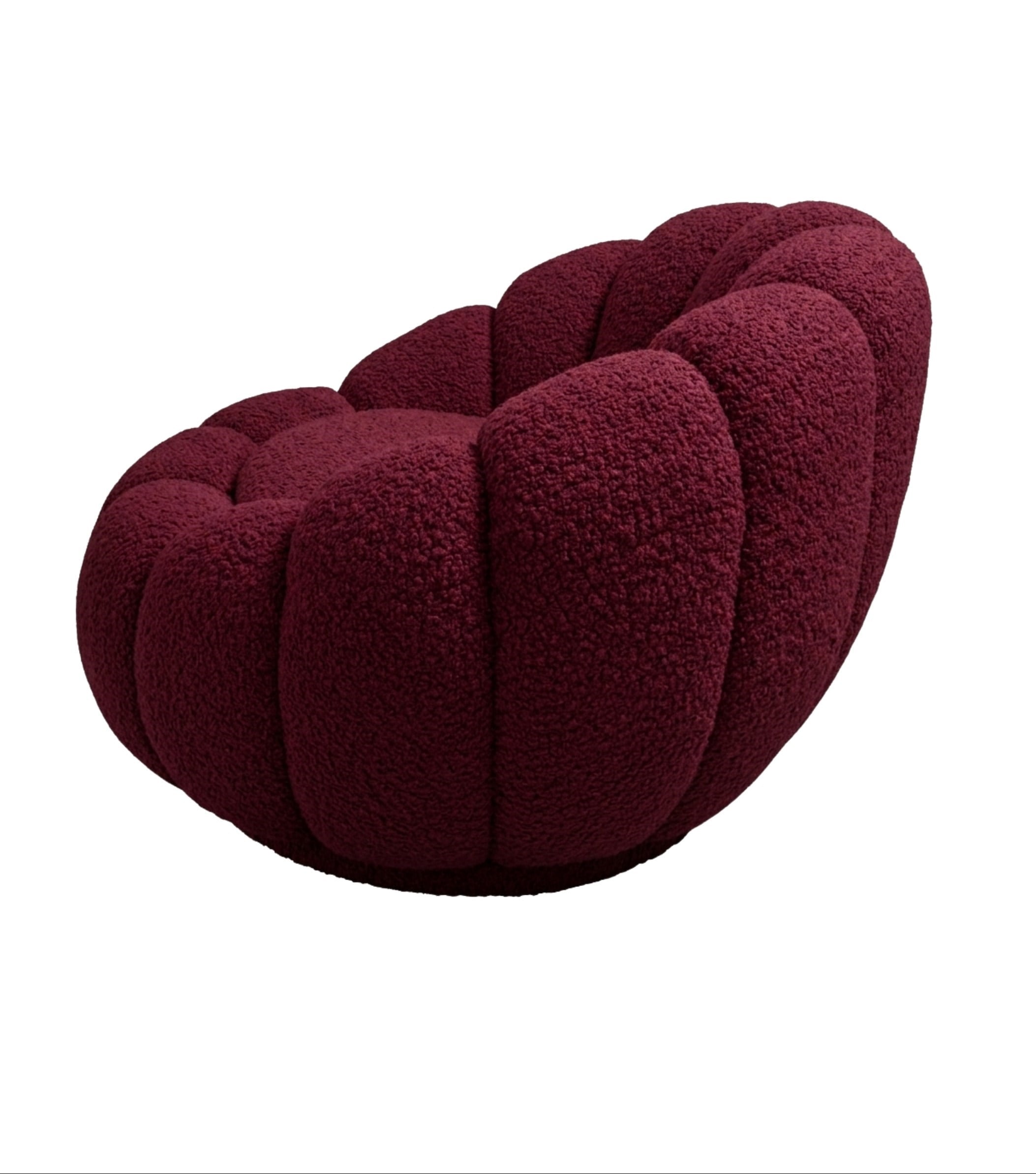 Potter Bordo Teddy Döner Ayaklı Berjer ve Puf Takım