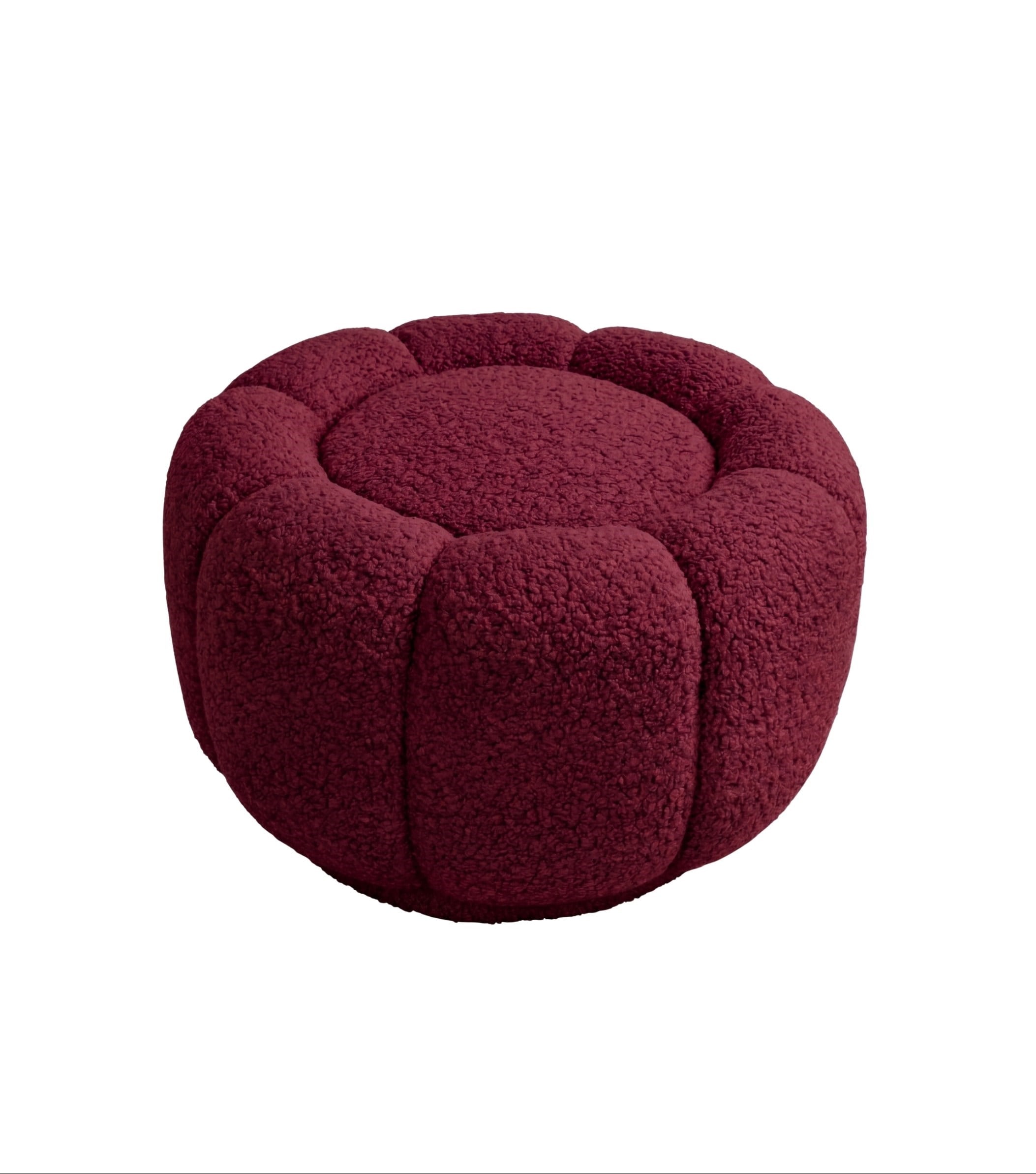 Potter Bordo Teddy Döner Ayaklı Berjer ve Puf Takım