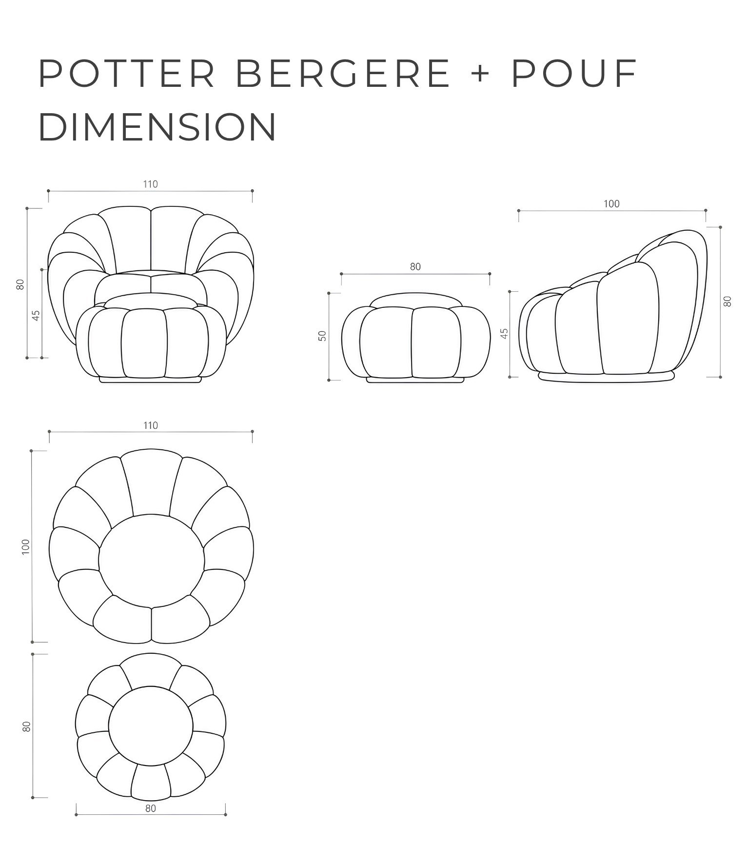Potter Swivel Armchair and Ottoman Set 1013