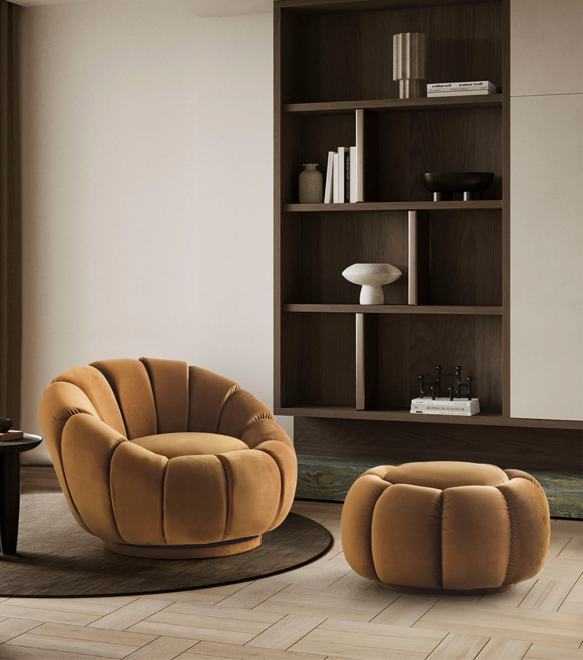 Potter Swivel Armchair and Ottoman Set 1013