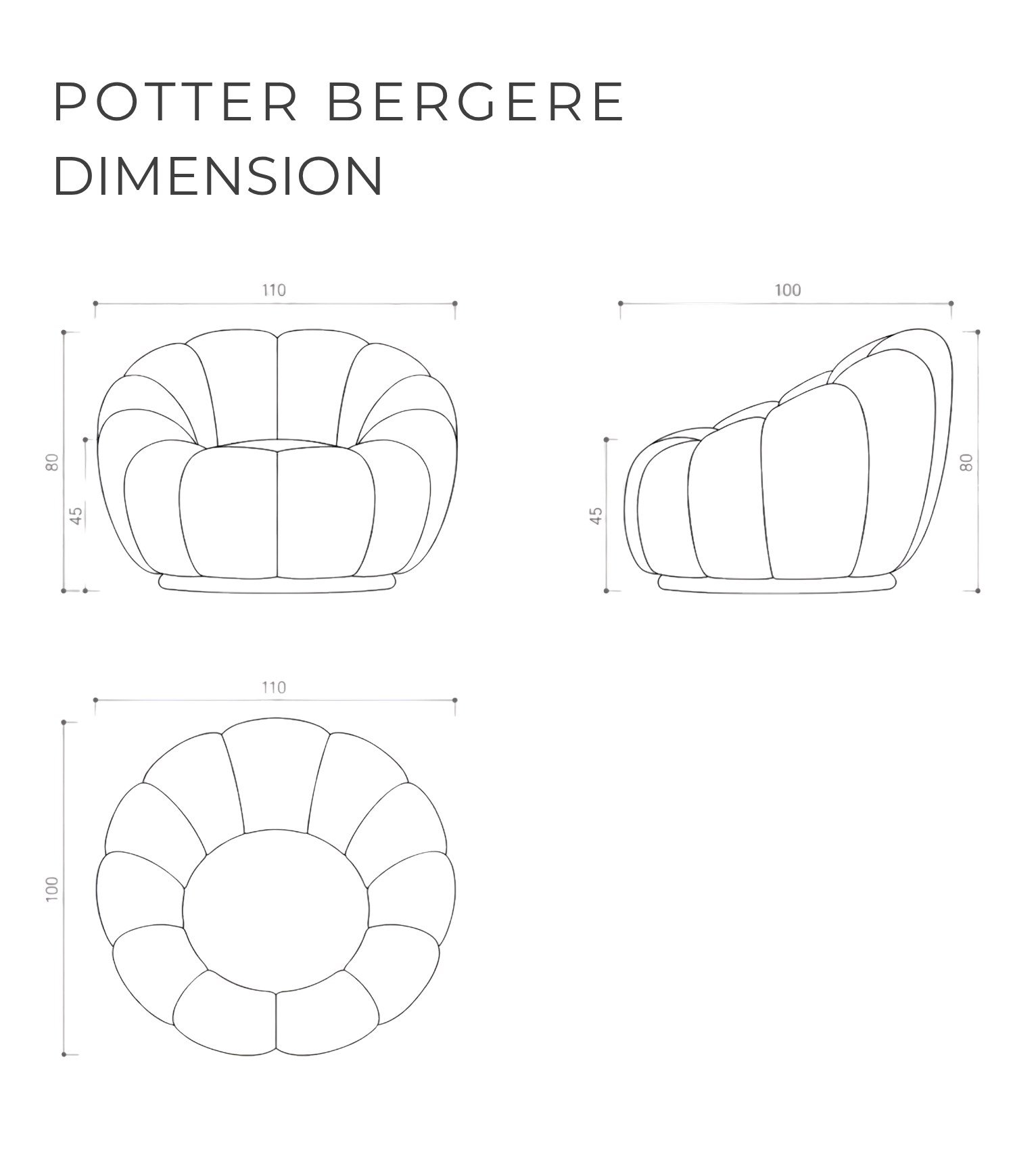 Potter Quilted Swivel Teddy Armcahir Black