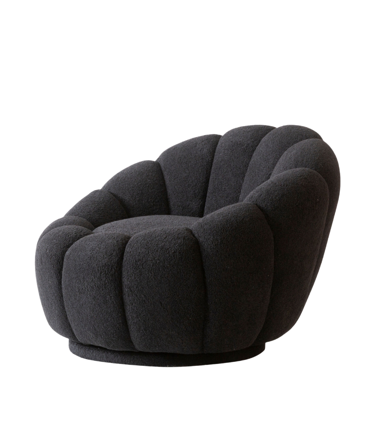 Potter Quilted Swivel Teddy Armcahir Black