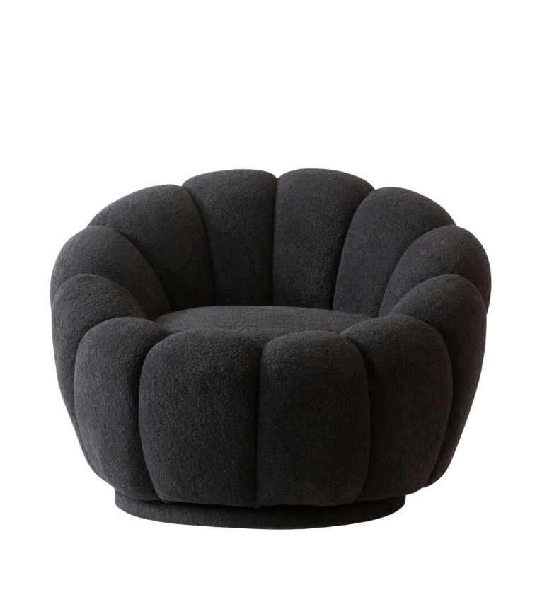 Potter Quilted Swivel Teddy Armcahir Black