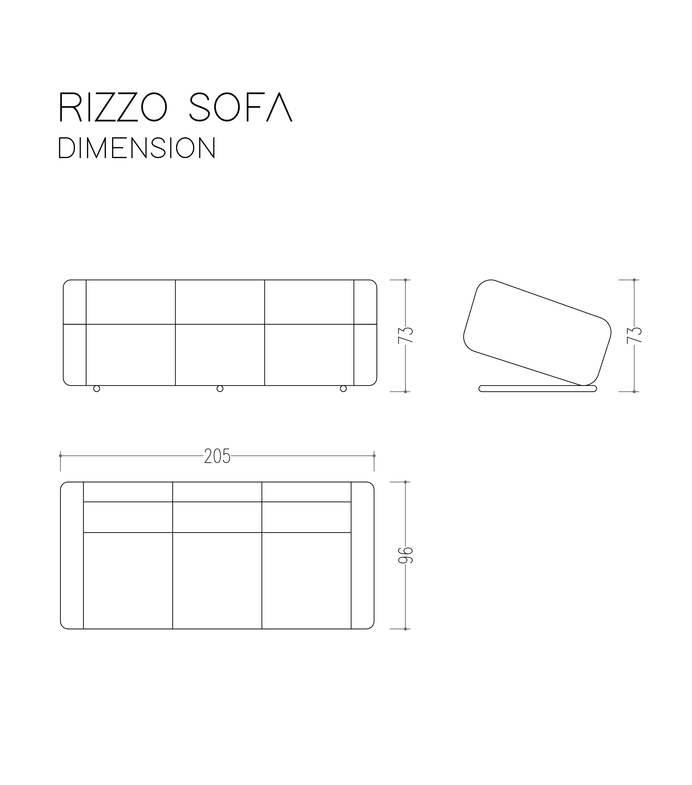 Rizzo Simetrik Kanepe Deri Gri