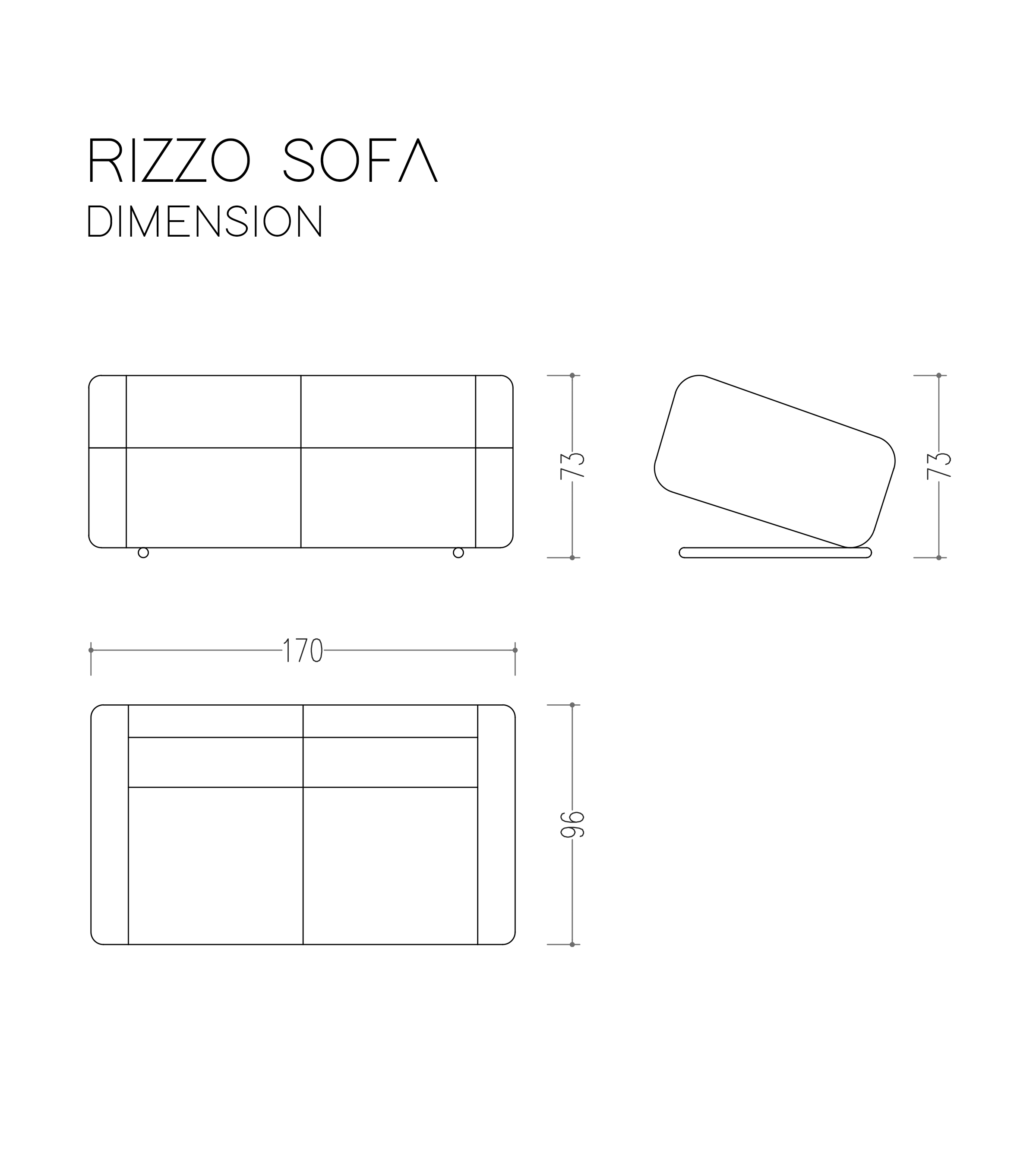 Rizzo Simetrik Kanepe Deri Gri