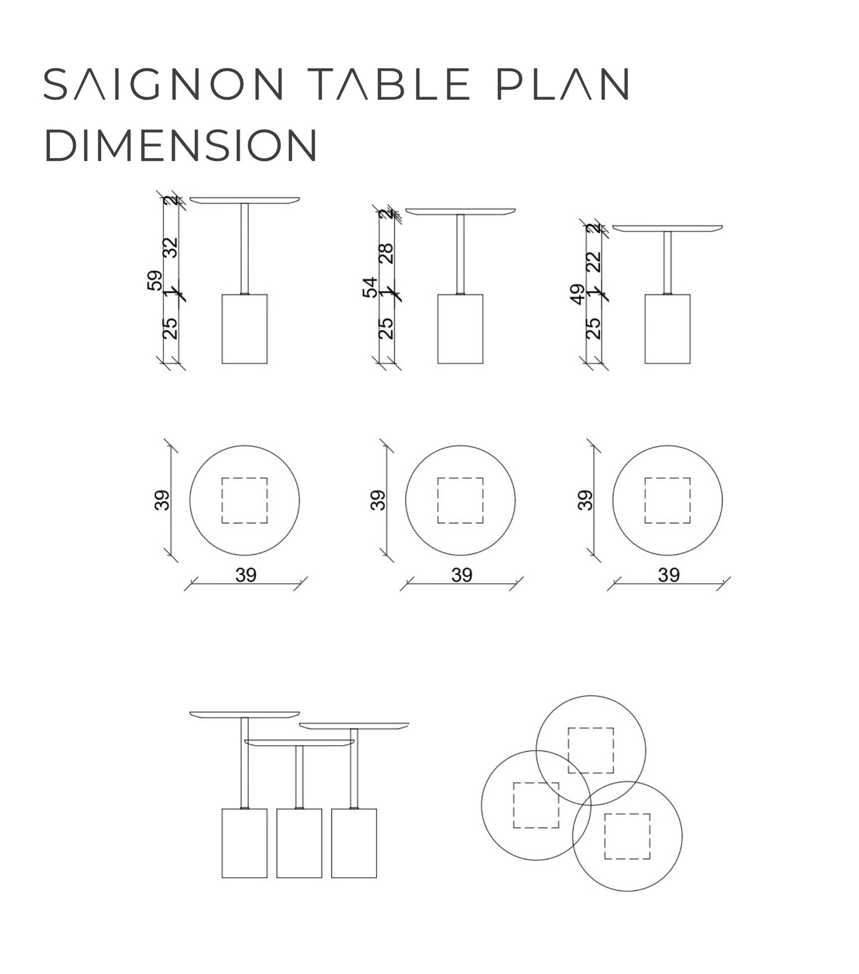 Saignon Ahşap Üçlü Yan Sehpa Takımı