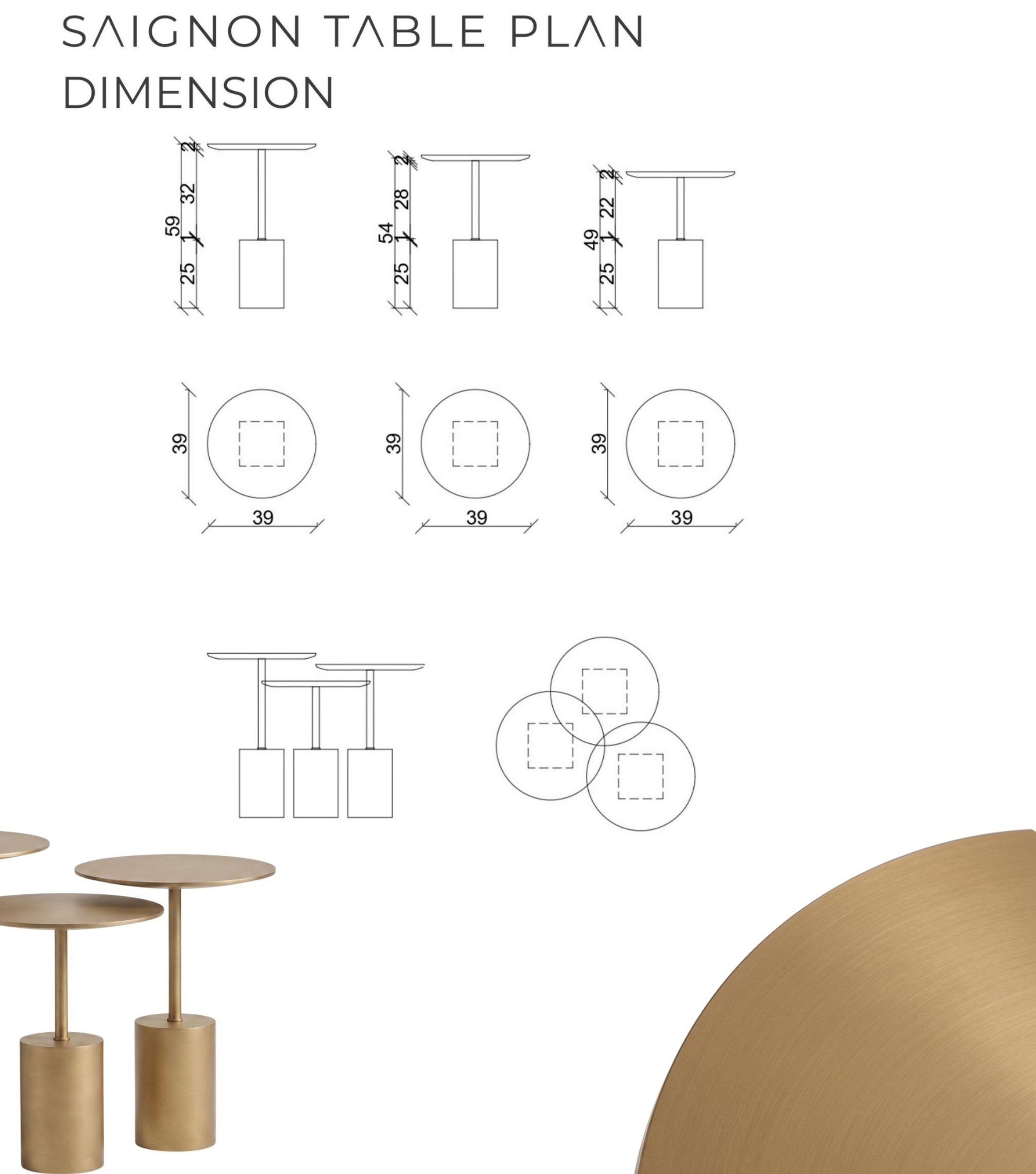 Saignon Full Brass Ahşap 3'lü Yan Sehpa Takımı