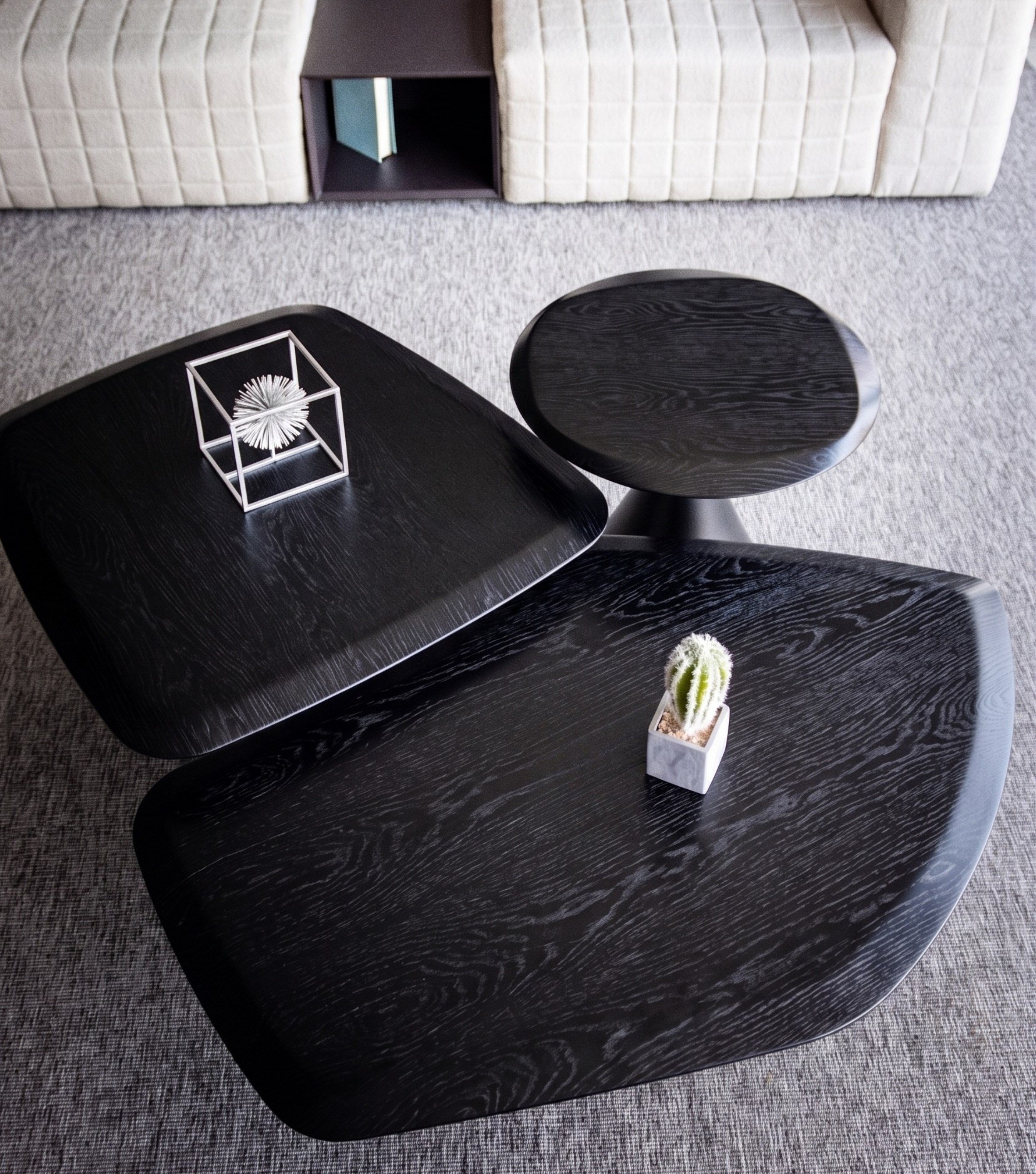 Salerno Wooden Three Piece Coffee Table Set Black
