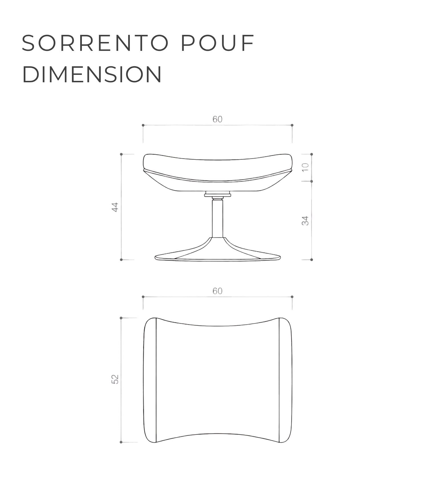 Sorrento Beyaz Ahşap Lake Ceviz Metal Ayak Puf