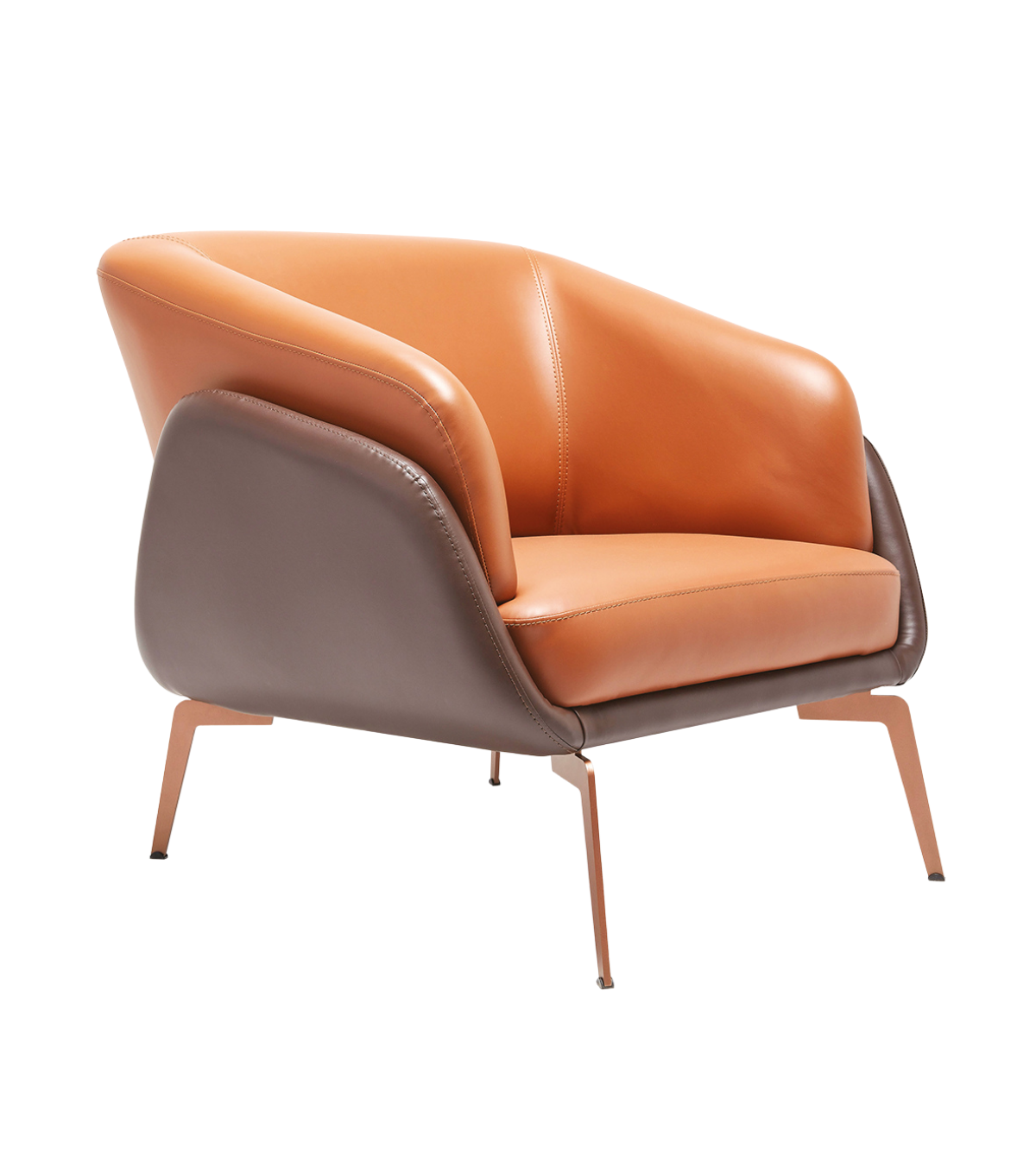 Tilda Rose Metal Ayak Berjer Deri Kahverengi Devetüyü